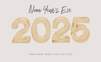 Noon Year's Eve 2025 on tan background