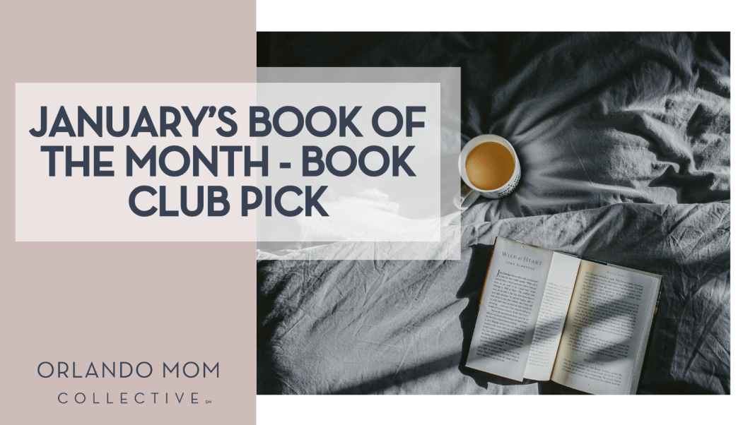 January's Book of the Month - Book club Pick with a cup of coffee and open book on a gray blanket