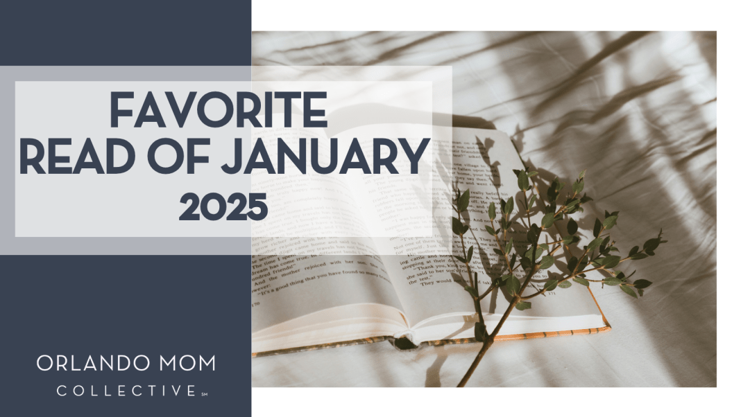 kate-tepl via unsplash open book with greenery on open page on cream color fabric with words 'favorite read of January 2025' on the side