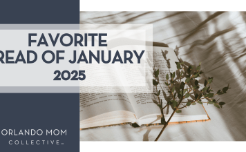 kate-tepl via unsplash open book with greenery on open page on cream color fabric with words 'favorite read of January 2025' on the side