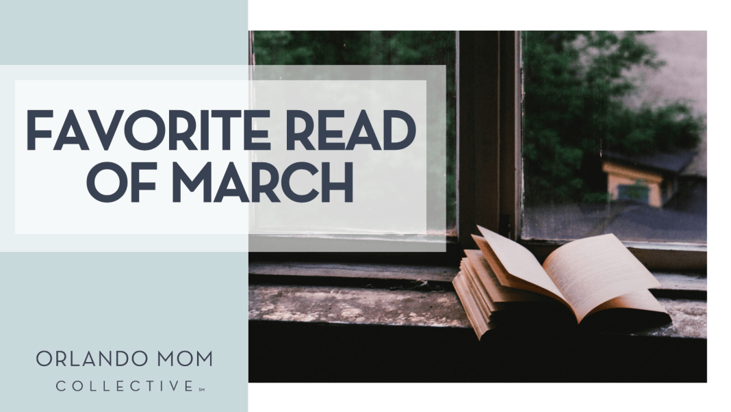 favorite read of march ioann-mark-kuznietsov via unsplash - open book on a window sill with words 'favorite read of march' on the left side