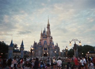 view of cinderella castle in disney world, raising kids on a budget in orlan do