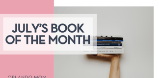 Thought catalog via Unsplash a book star on someone's hand with a white background with words 'July's book of the month' on the left.