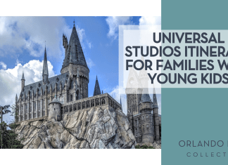 Universal Studios Itinerary for Families with Young Kids Hogwarts castle via unsplash with words 'universal studios itinerary for families with young kids' on the right