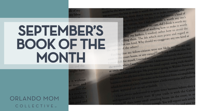 Orlando Mom Book Club: Book of the Month for September 2025 Abinash Jothimani via Unsplash open book with shadows on most of the book page with a strip of light across the middle