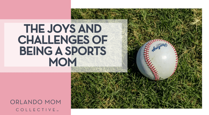 The Joys and Challenges of Being a Sports Mom Mick Haupt via Unsplash baseball on green grass with 'The Joys and Challenges of Being a Sports Mom' on the left